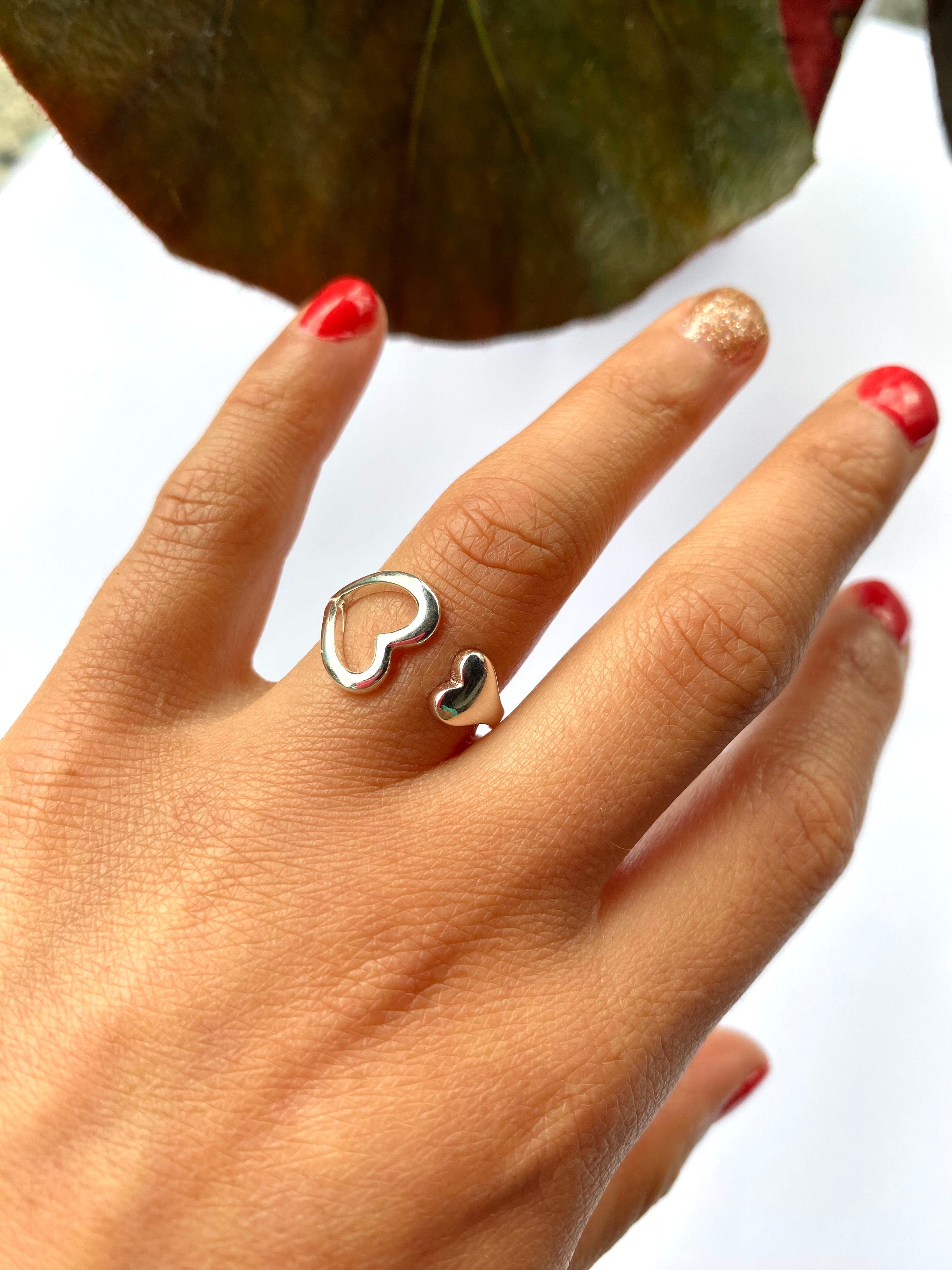Anillo corazón ajustable