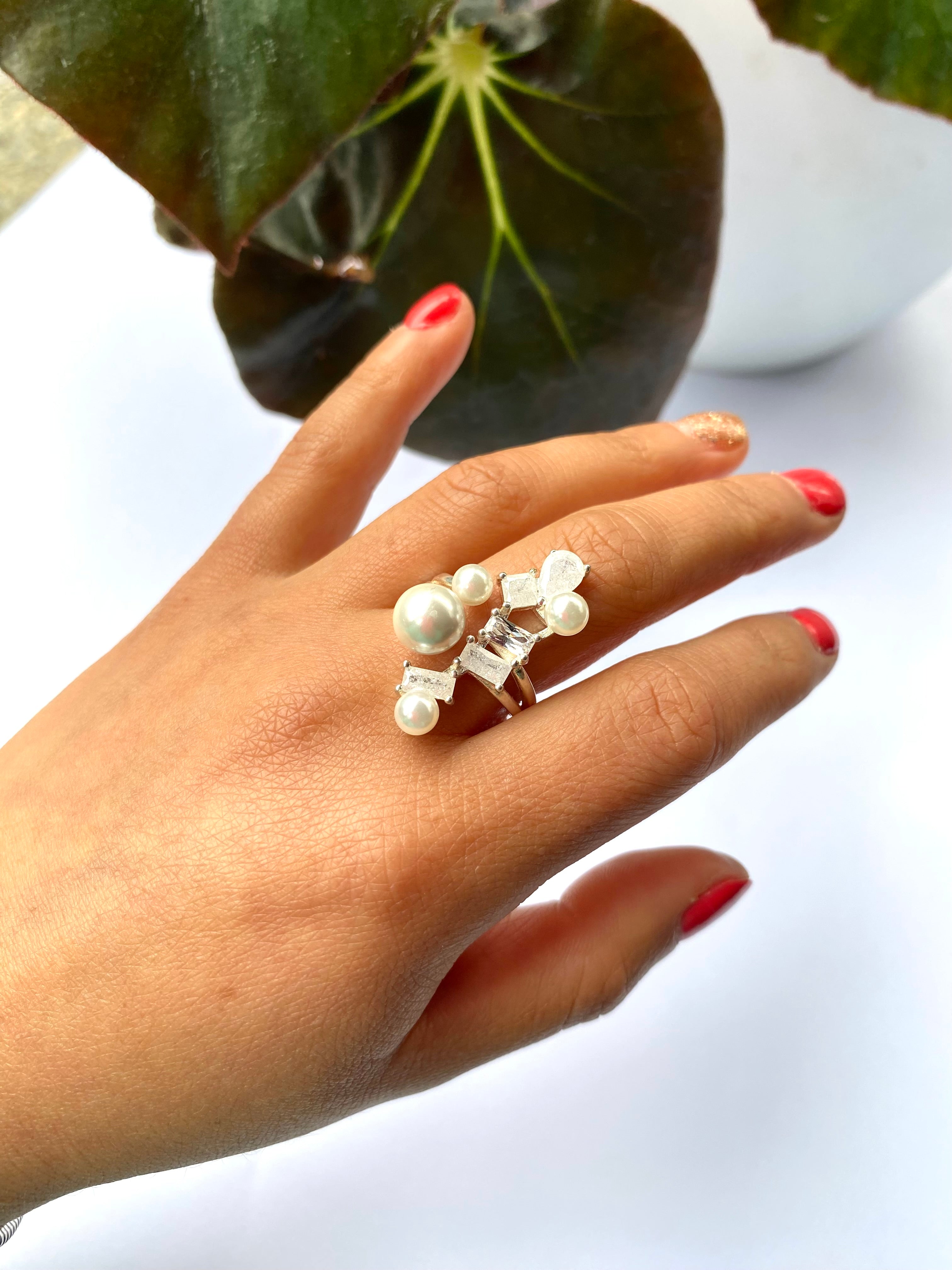 Anillo perlas talla #22