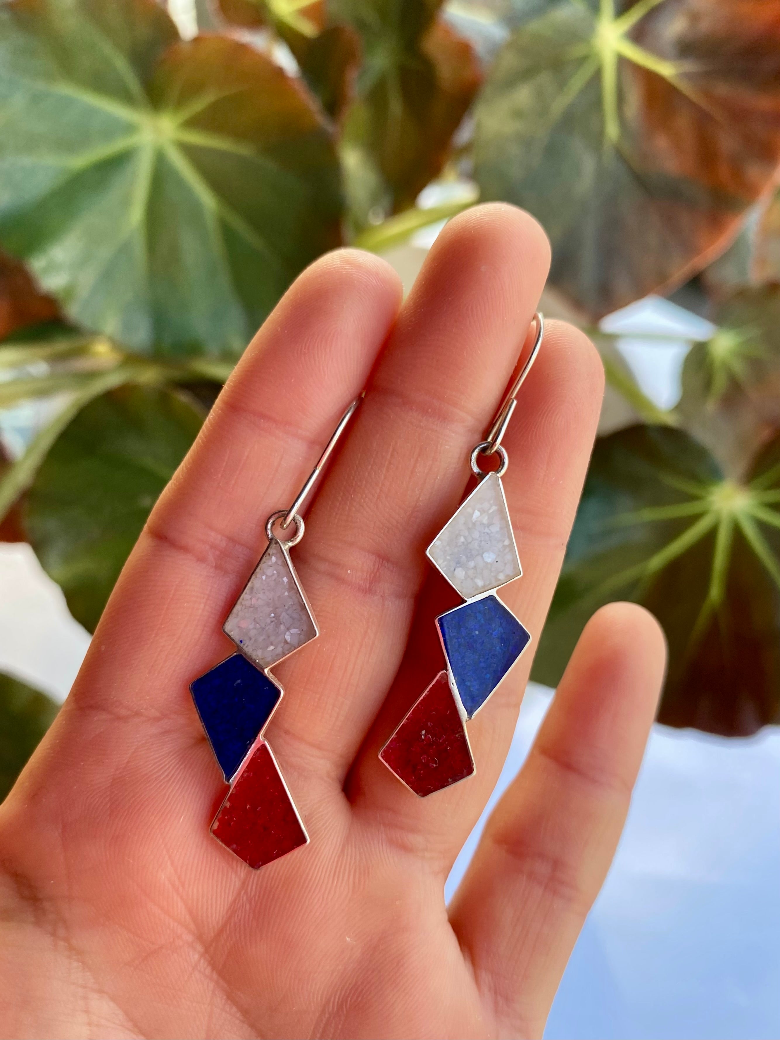 Aros largos piedras de colores