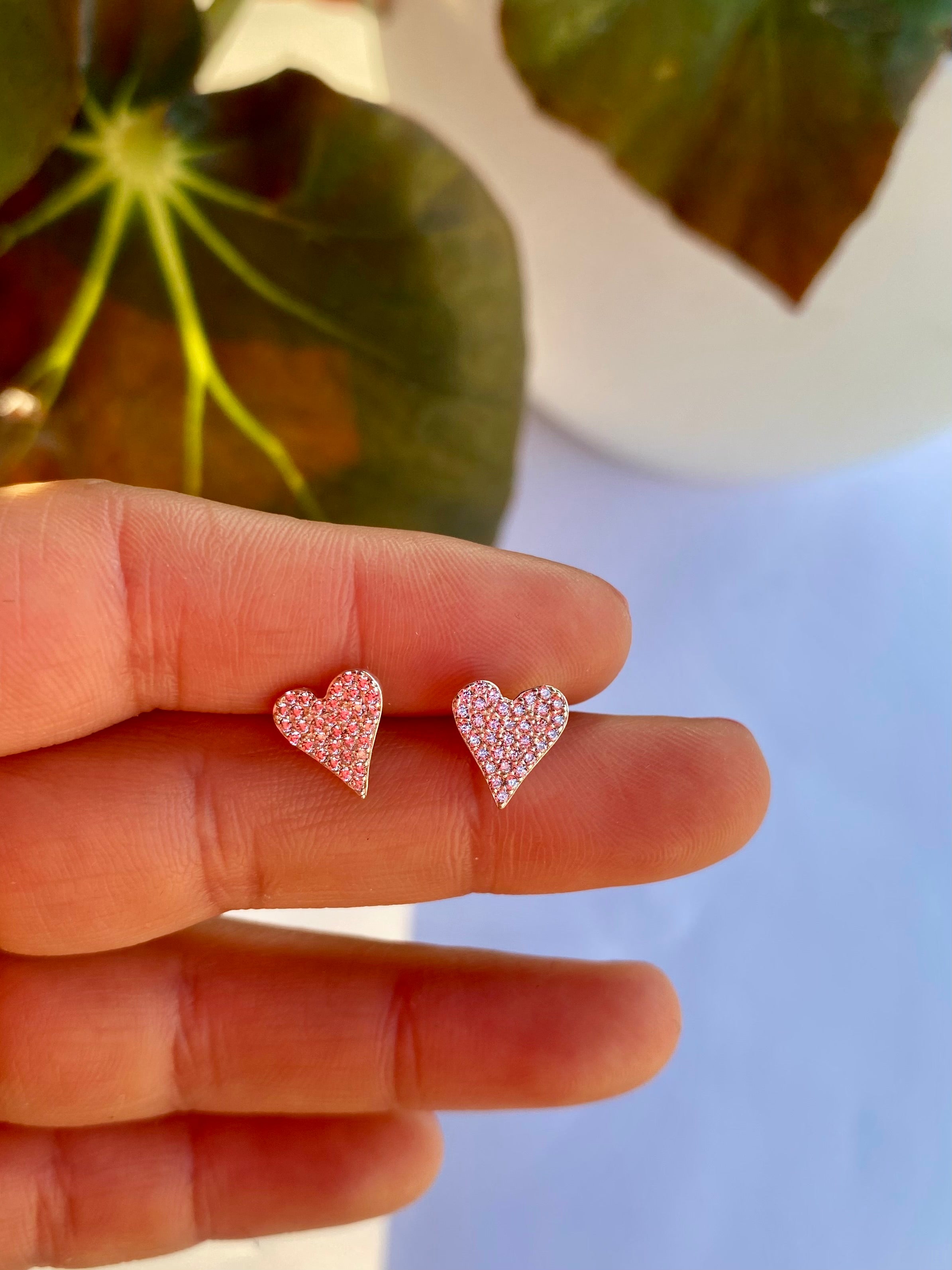 Aros apegados corazon con circones