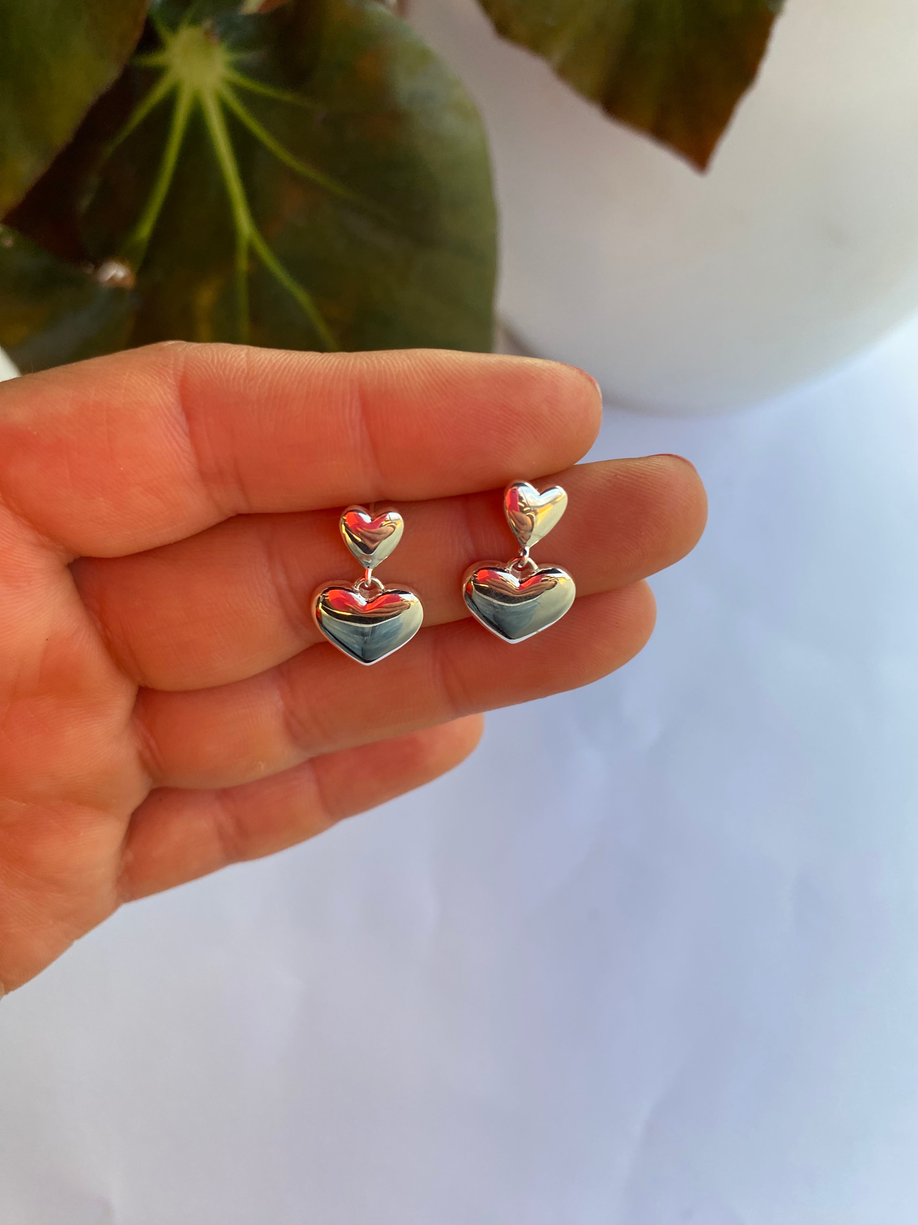 Aros largos de corazon